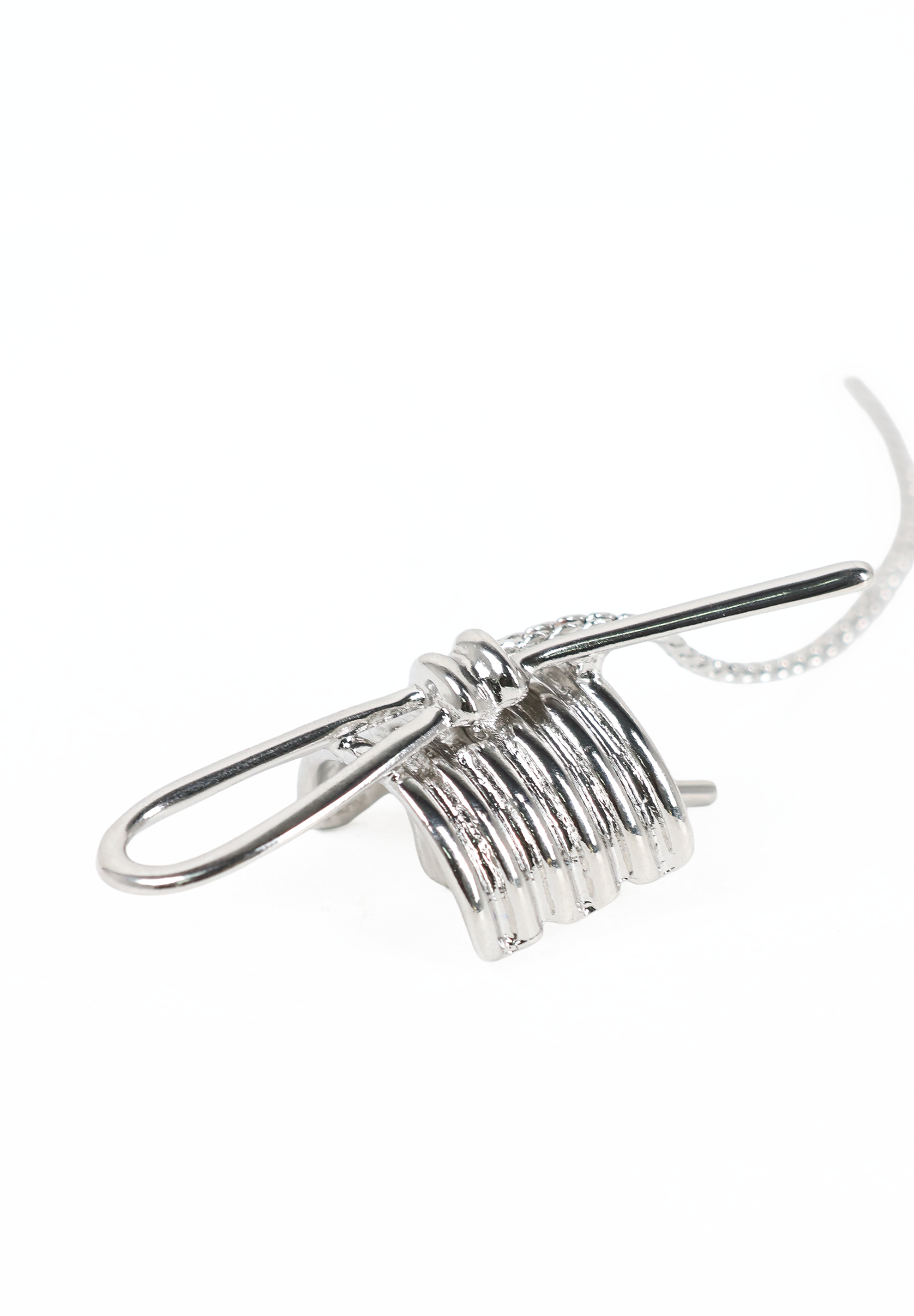 Silver Bow Hair Cuff with Chain Detail