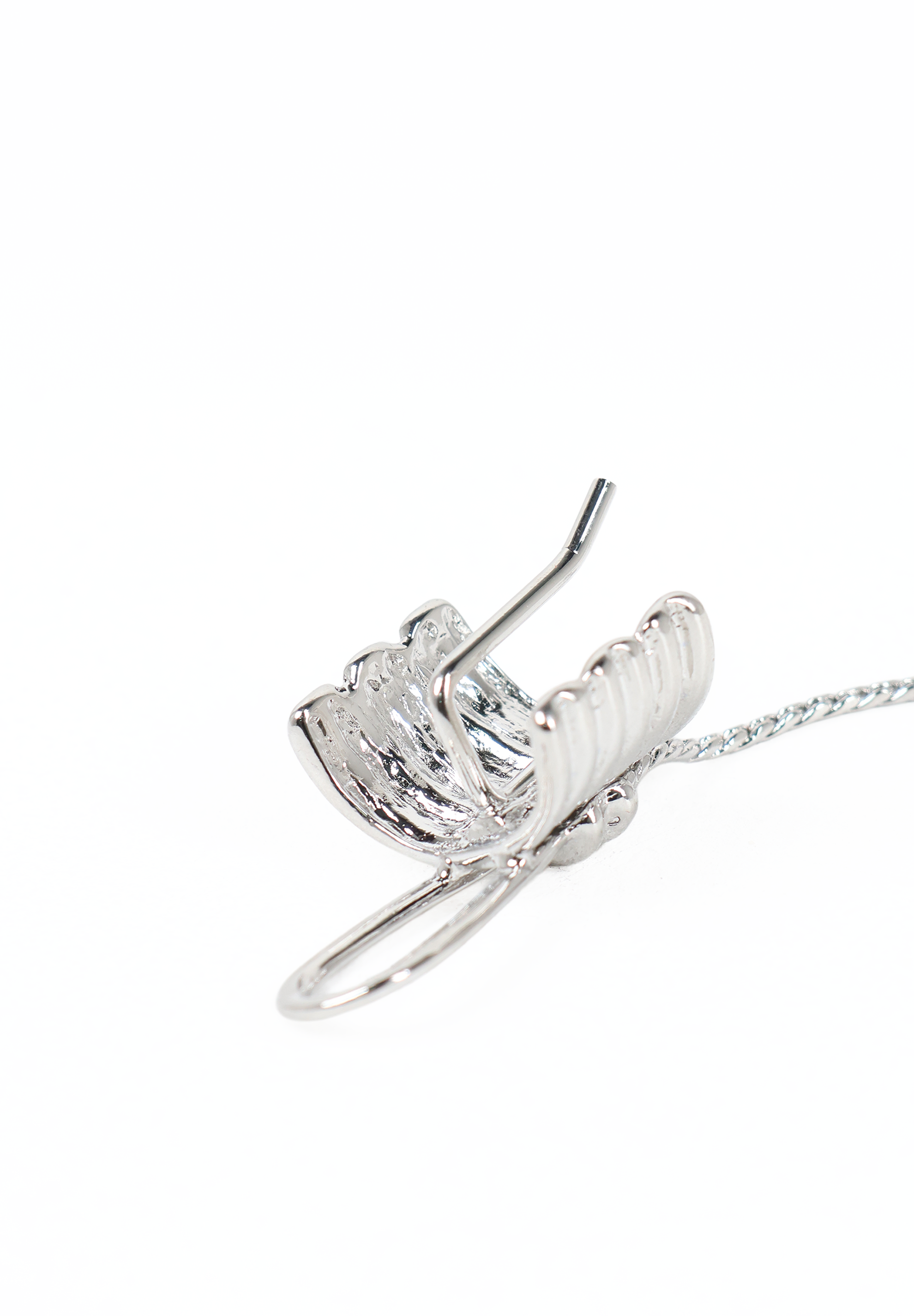 Silver Bow Hair Cuff with Chain Detail