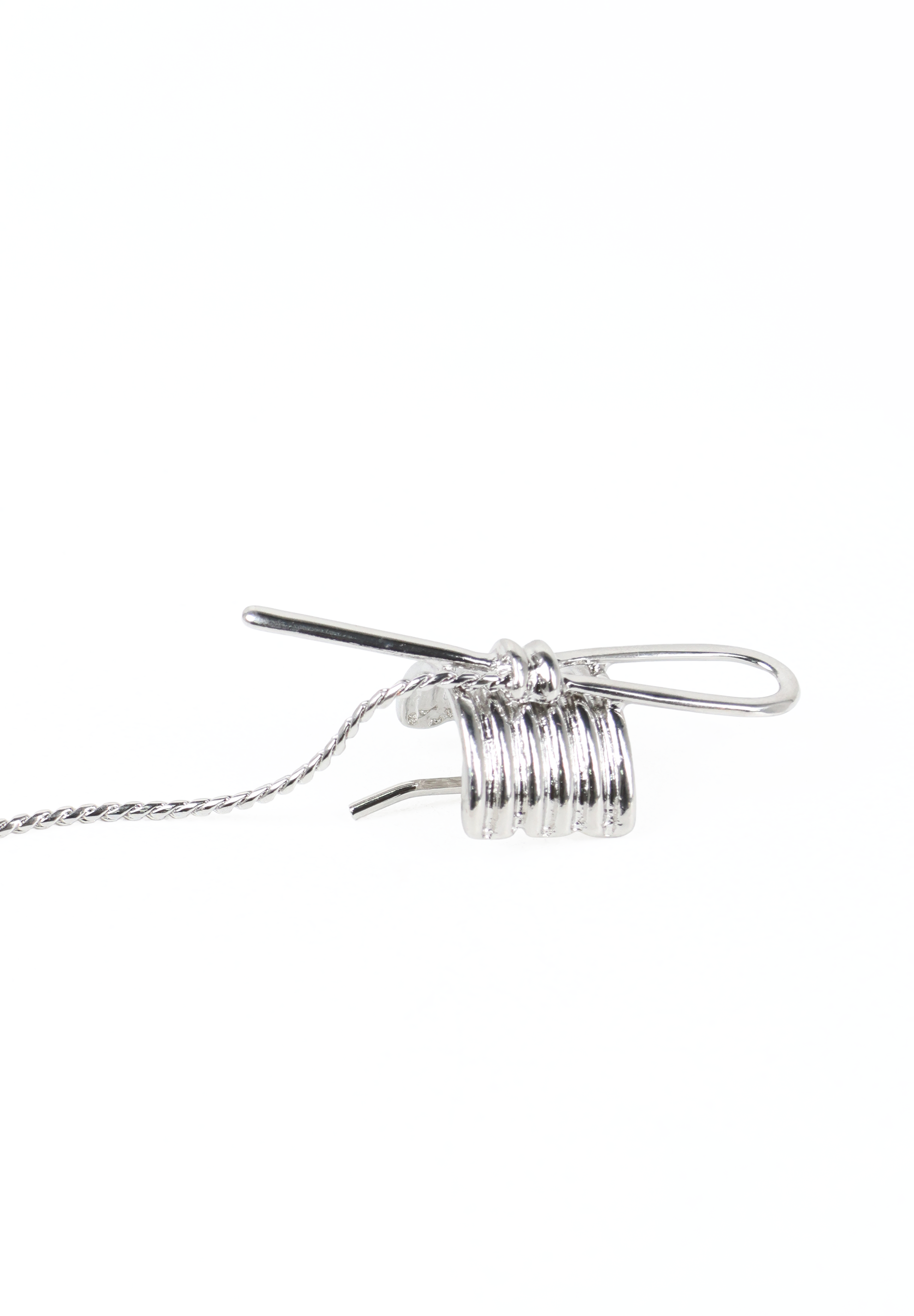 Silver Bow Hair Cuff with Chain Detail