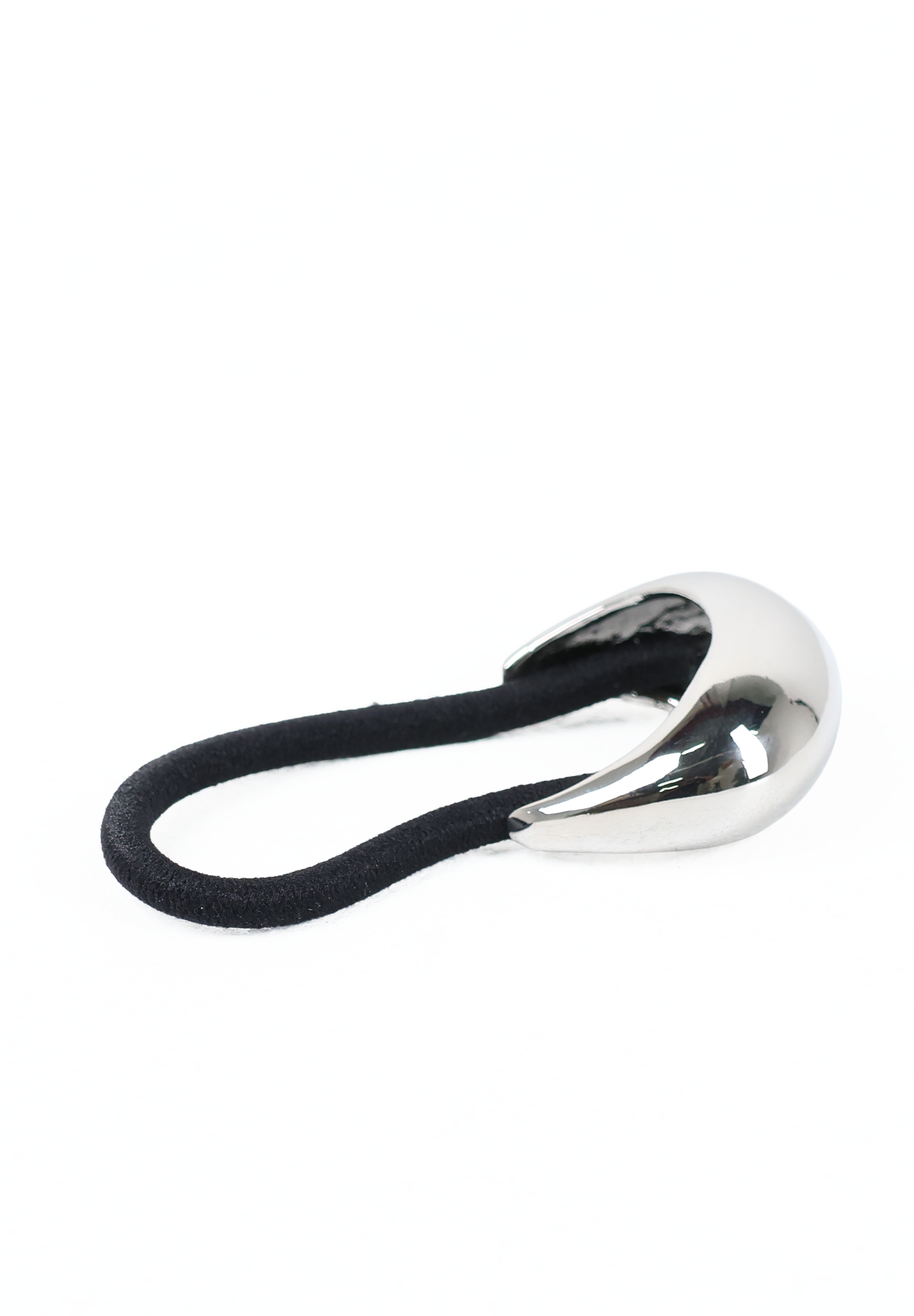 Silver Sculptural Teardrop Metal Hair Tie Cuff