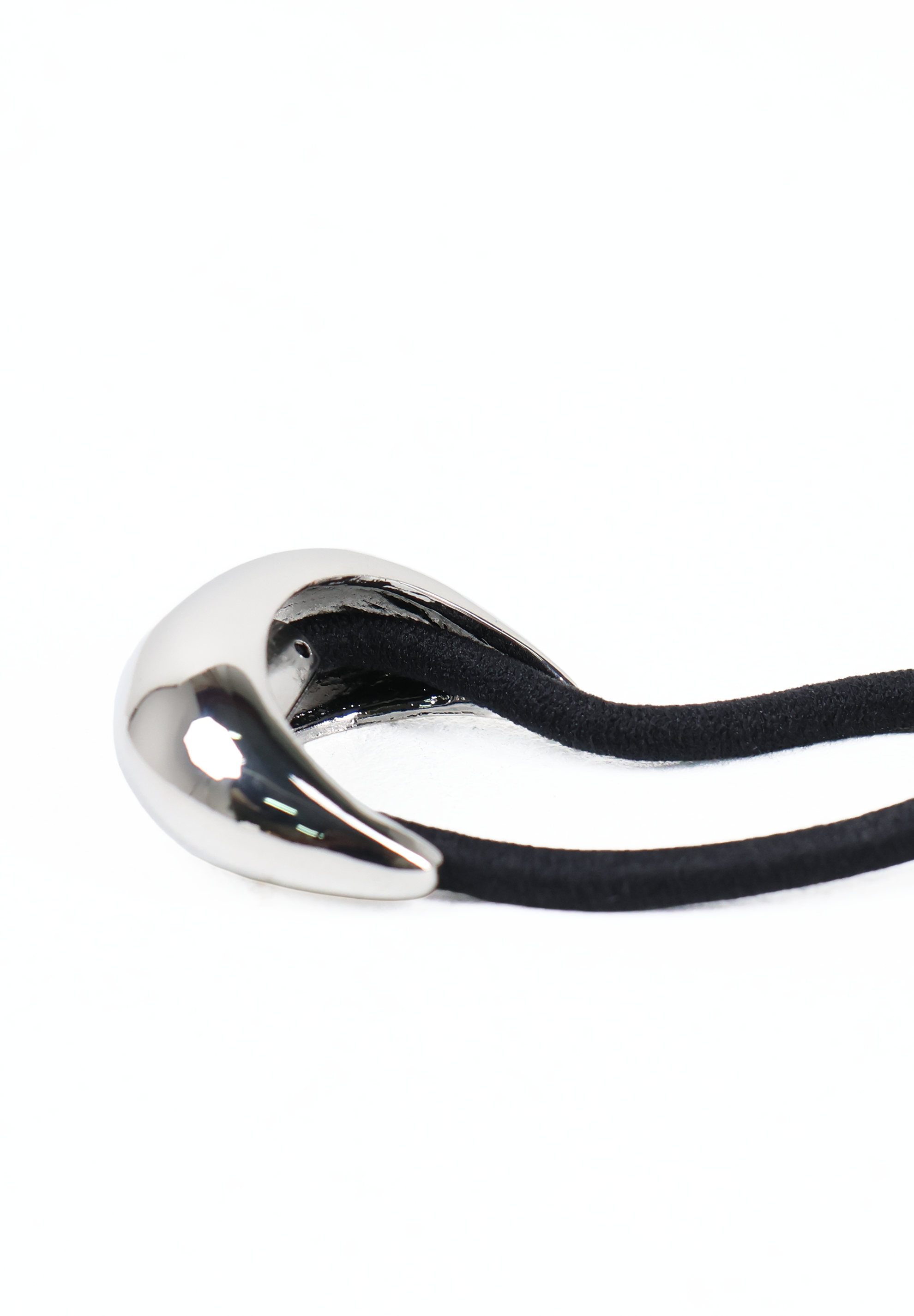 Silver Sculptural Teardrop Metal Hair Tie Cuff