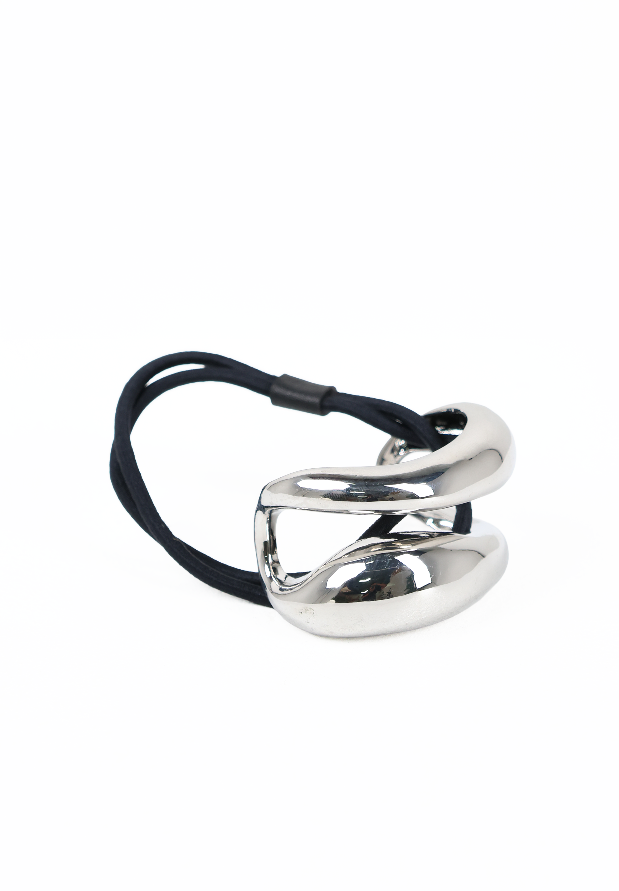 Silver Hollow Sculptural Metal Hair Tie Cuff