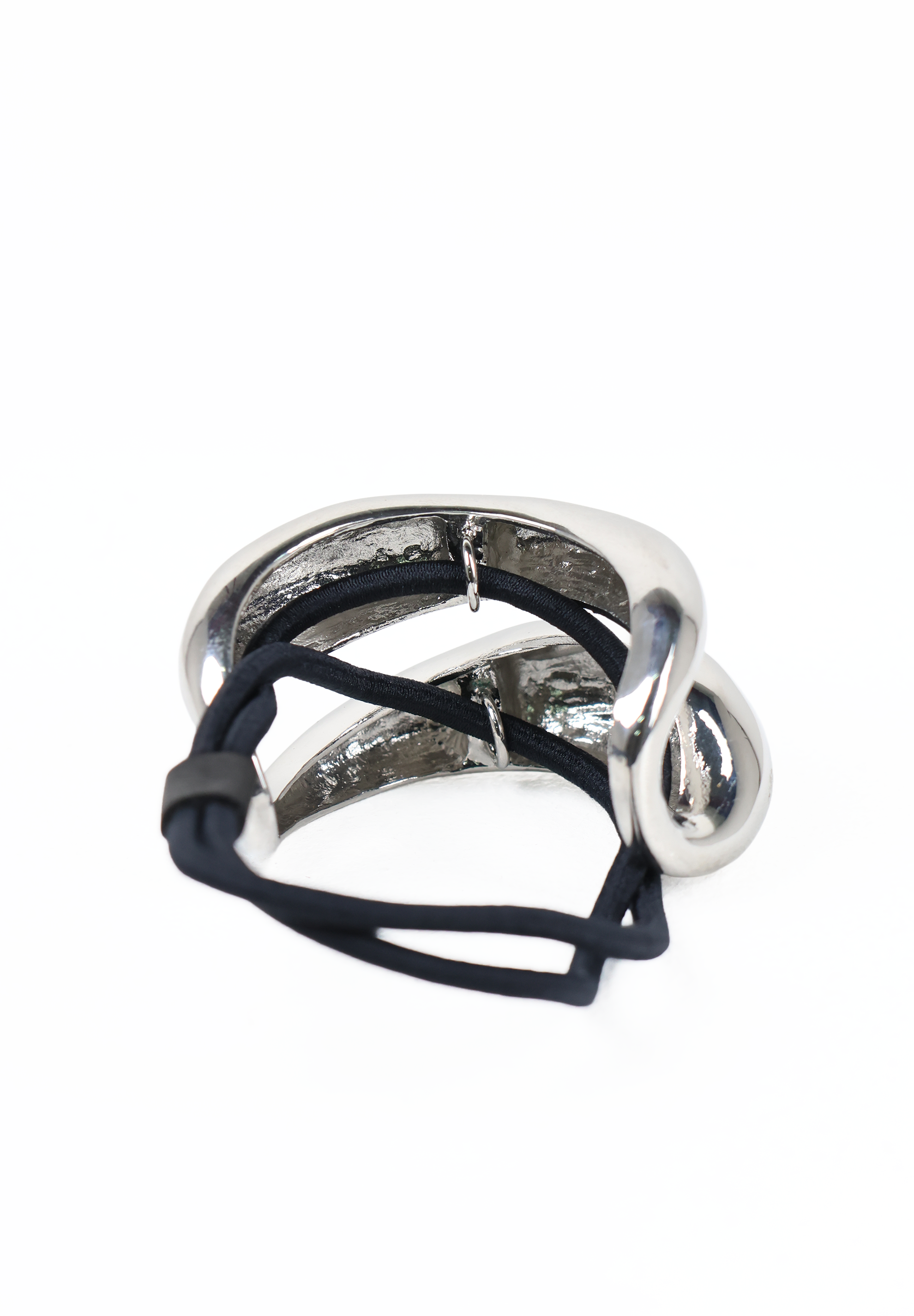 Silver Hollow Sculptural Metal Hair Tie Cuff