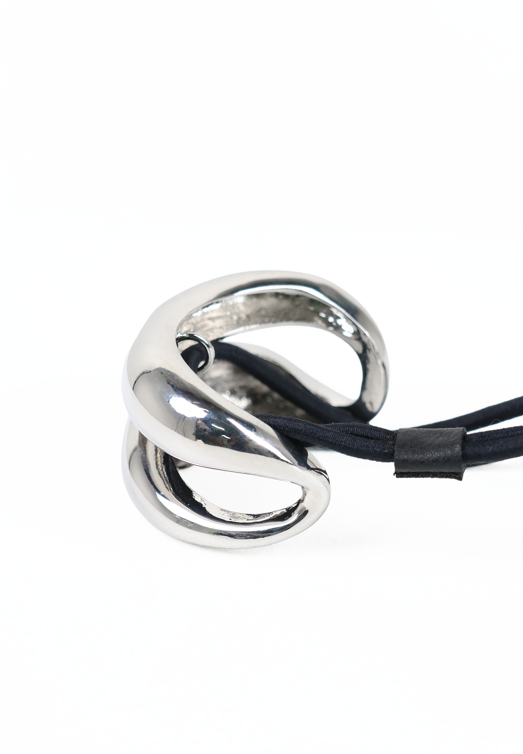 Silver Hollow Sculptural Metal Hair Tie Cuff