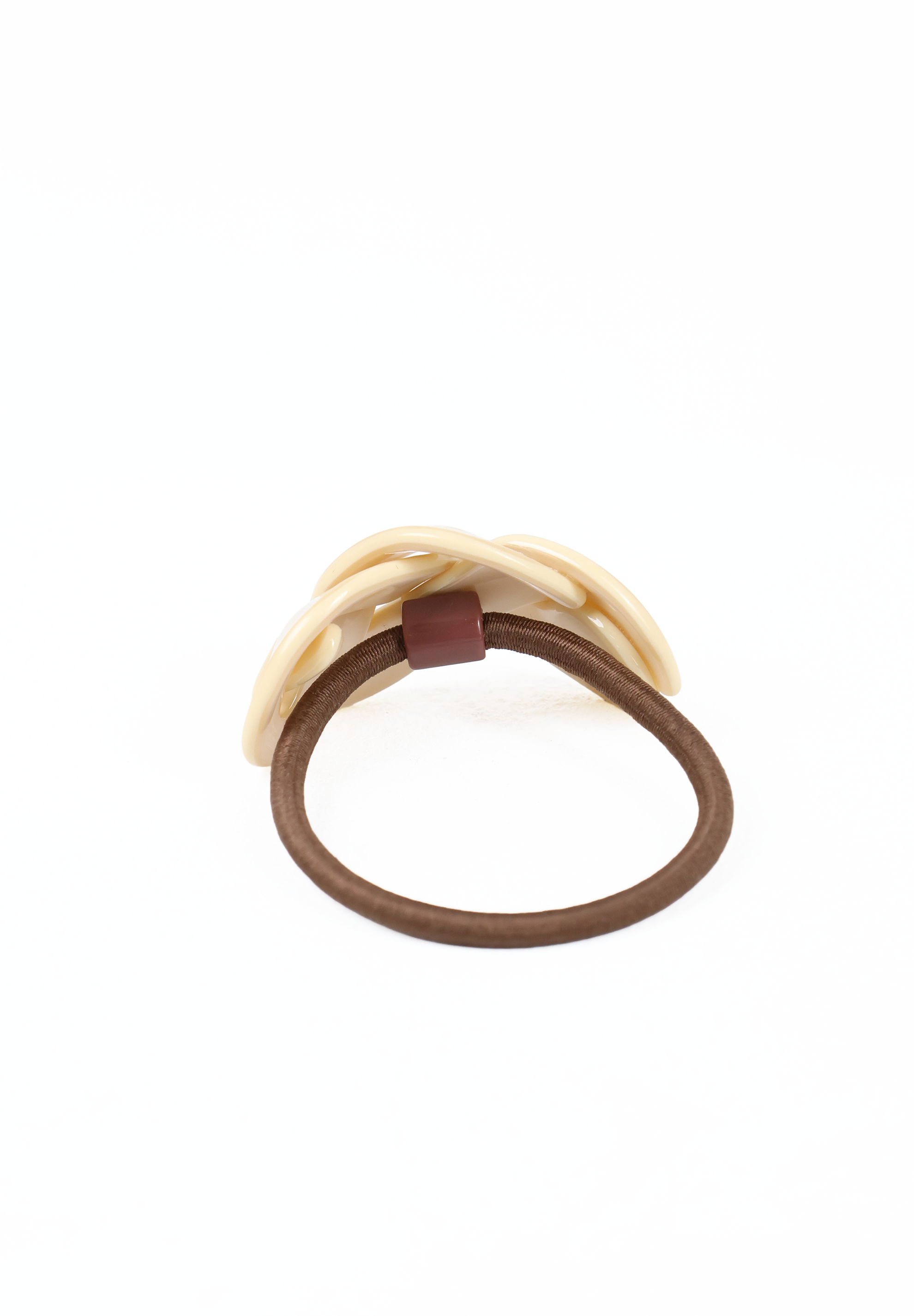 Cream Sculptural Ribbon Hair Tie Elastic