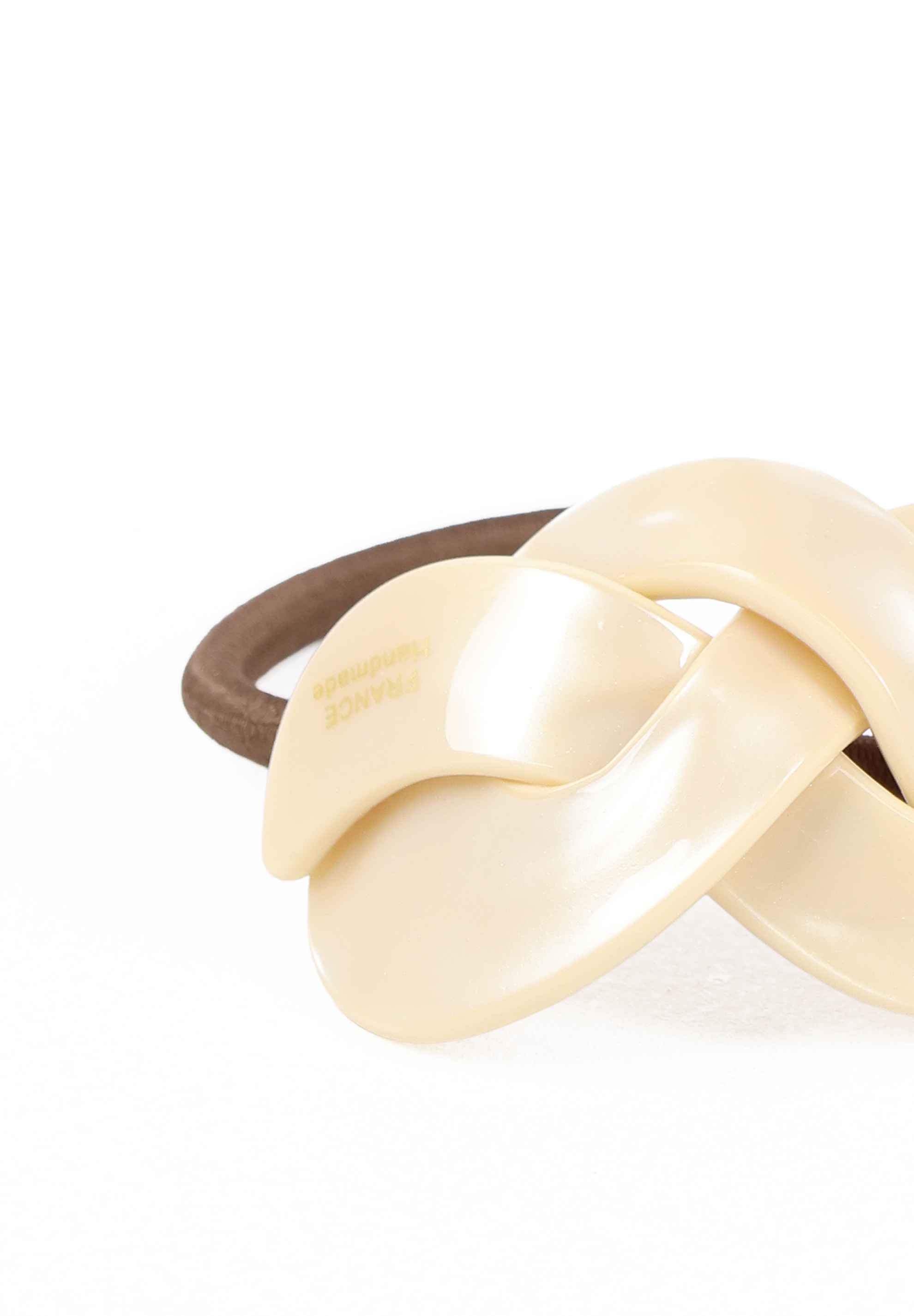 Cream Sculptural Ribbon Hair Tie Elastic