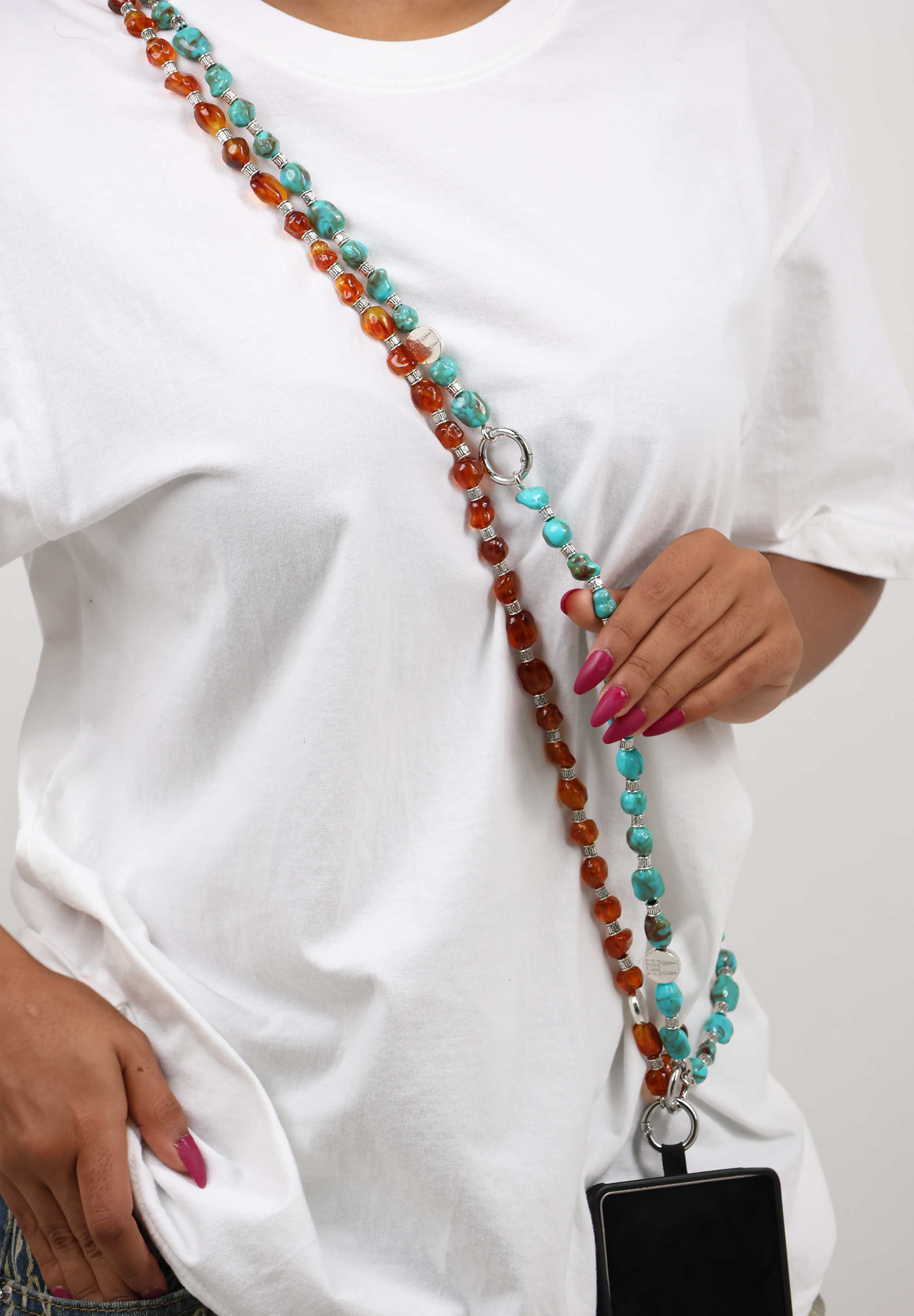 Turquoise Stone Phone Lanyard Crossbody Strap