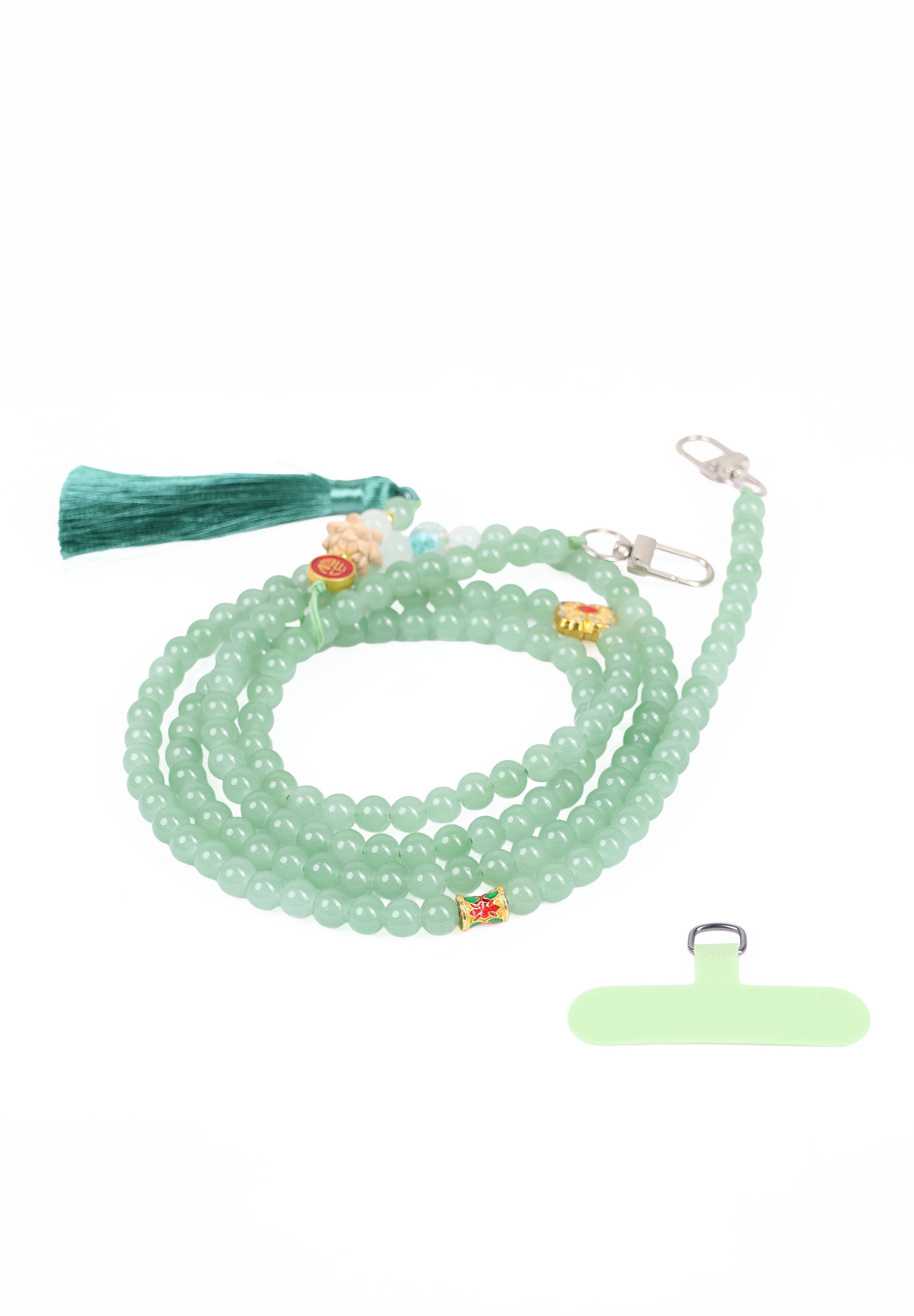 Green Stone Beaded Phone Lanyard Crossbody Strap