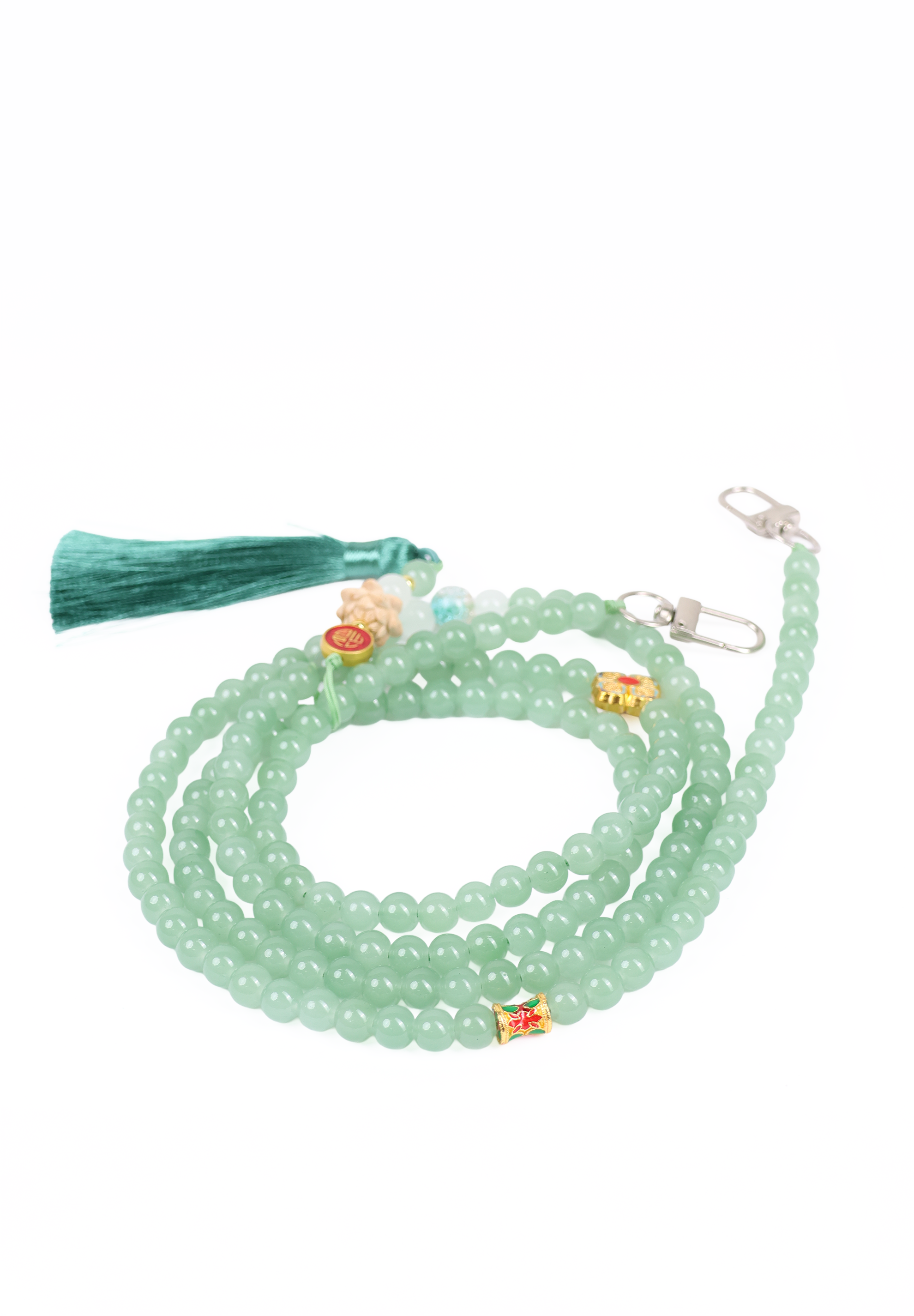 Green Stone Beaded Phone Lanyard Crossbody Strap