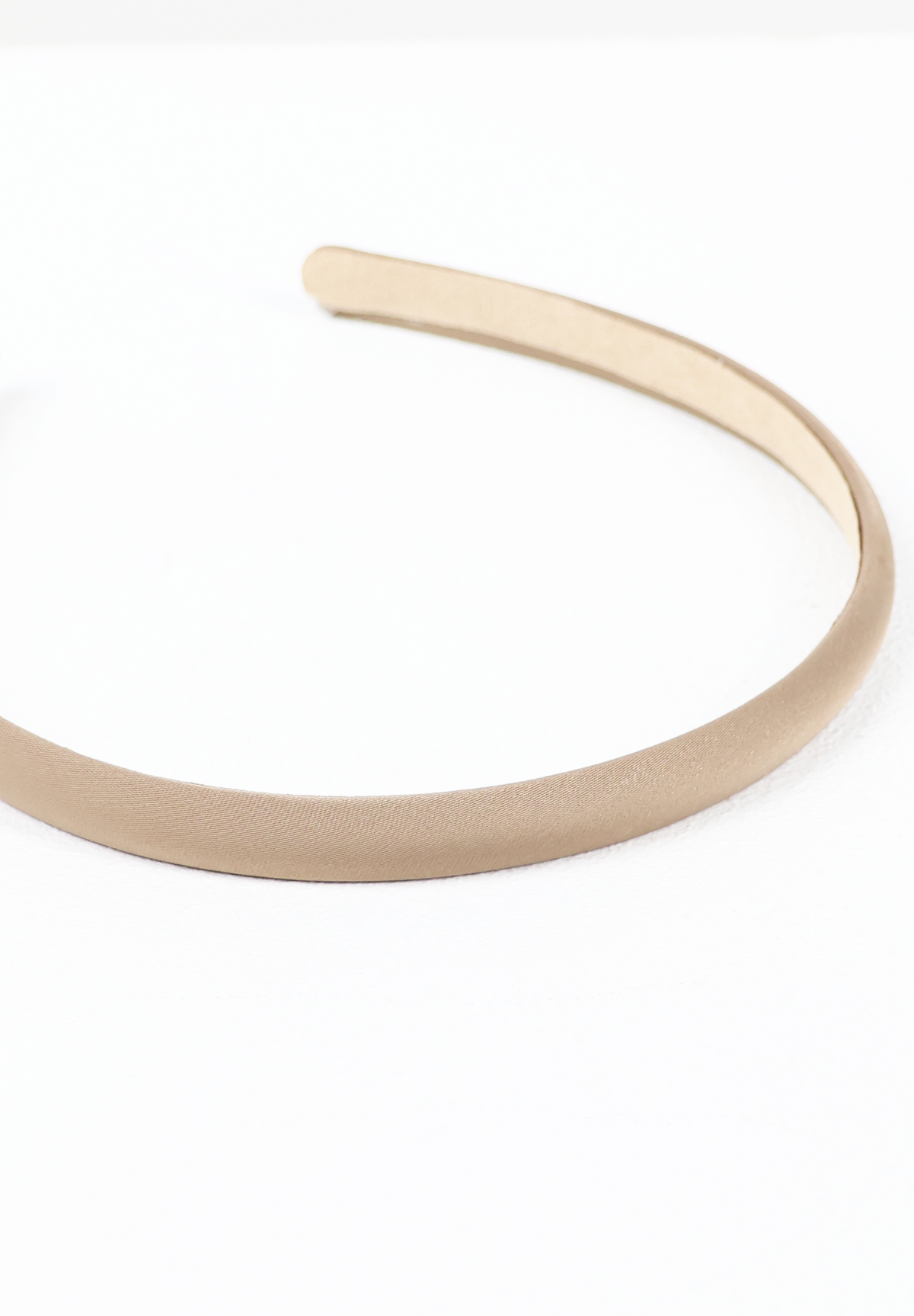 Handmade Taupe Beige Satin Thin Headband